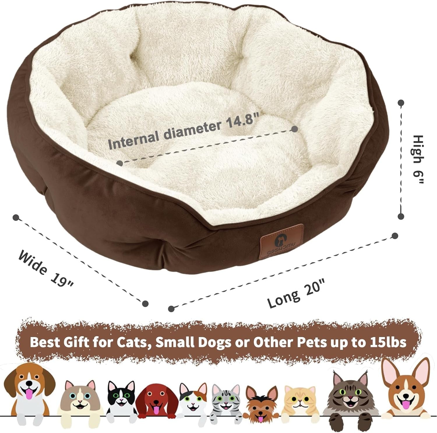 Plush Small Dog Bed for Small Dogs, Cat Beds for Indoor Cats, Pet Bed for Puppy and Kitty, Extra Soft & Machine Washable 